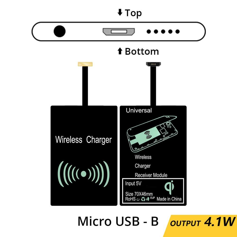 FONKEN Qi kabellos-ladegerät Ladung Empfänger Mikro USB Typ C Qi Drahtlose Ladegerät Ladung Pad Modul für Android praktisch: Micro USB B 4.1W