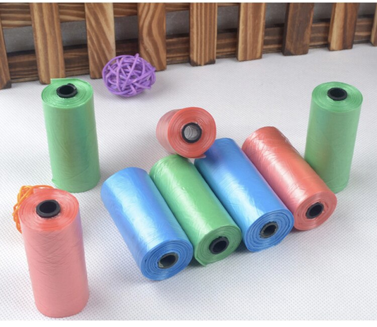 15pcs/Roll Degradable Environment Friendly Plastic Bag Pet Supplys Cat Dog Poop Bags Outdoor Home Clean Refill Garbage Bag