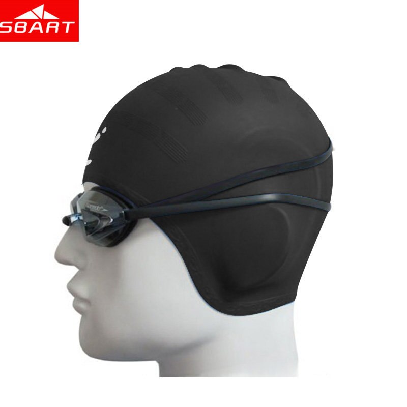 Sbart Silicone Swimming Cap - Unisex, Waterproof, Ear Protection for Long Hair, Diving