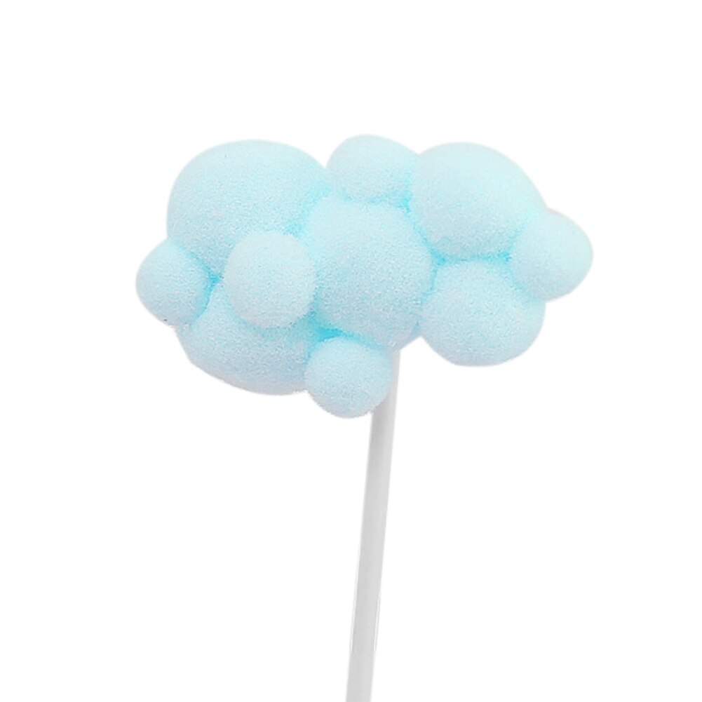 Vit rosa blå mjuk pompom moln tårta topper dusch födelsedag gör det själv tårta dekoration kort festival festtillbehör: Blå liten