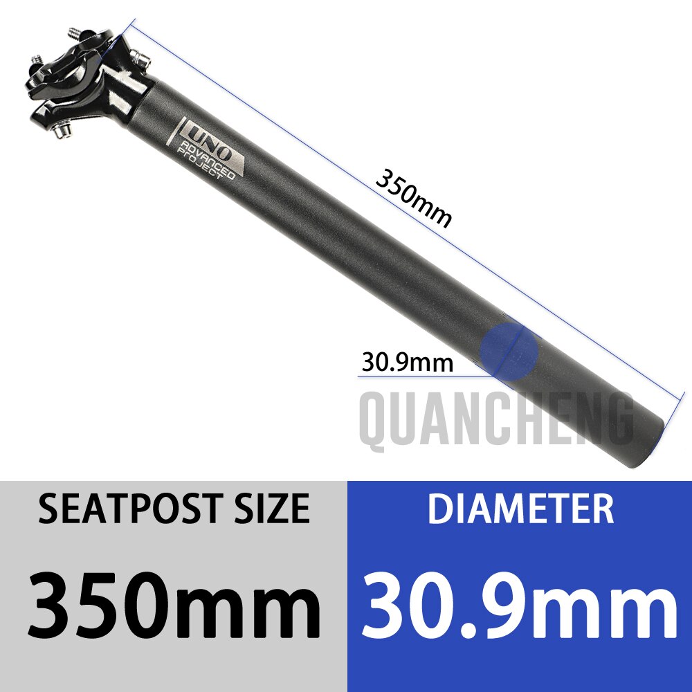 UNO-tija de sillín ultraligera para bicicleta de montaña, tubo de sillín de 350/400mm, 27,2/30,9/31,6mm, compensa 5mm, piezas de bicicleta de carretera: 30.9x350mm
