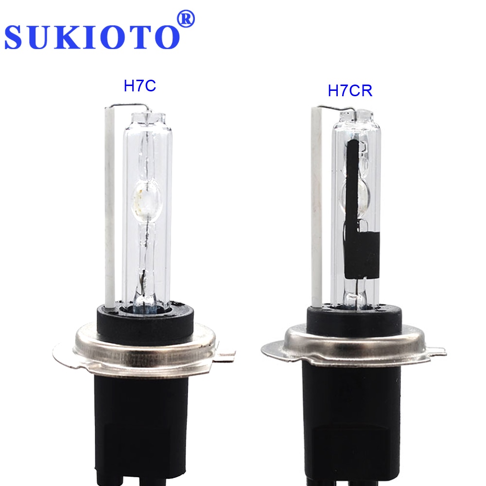 SUKIOTO rapide lumineux H7C xénon H7CR 6000 K base en métal HID ampoule au xénon 35 W 55 W AC Tube court H7 C H7C-R pour HID xénon Ballast Kit