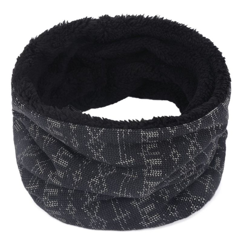 Winter warme gebreide ring sjaals print dikke binnenkant super elastische gebreide sjaals bandana nekwarmers sjaal mannen vrouwen: A9