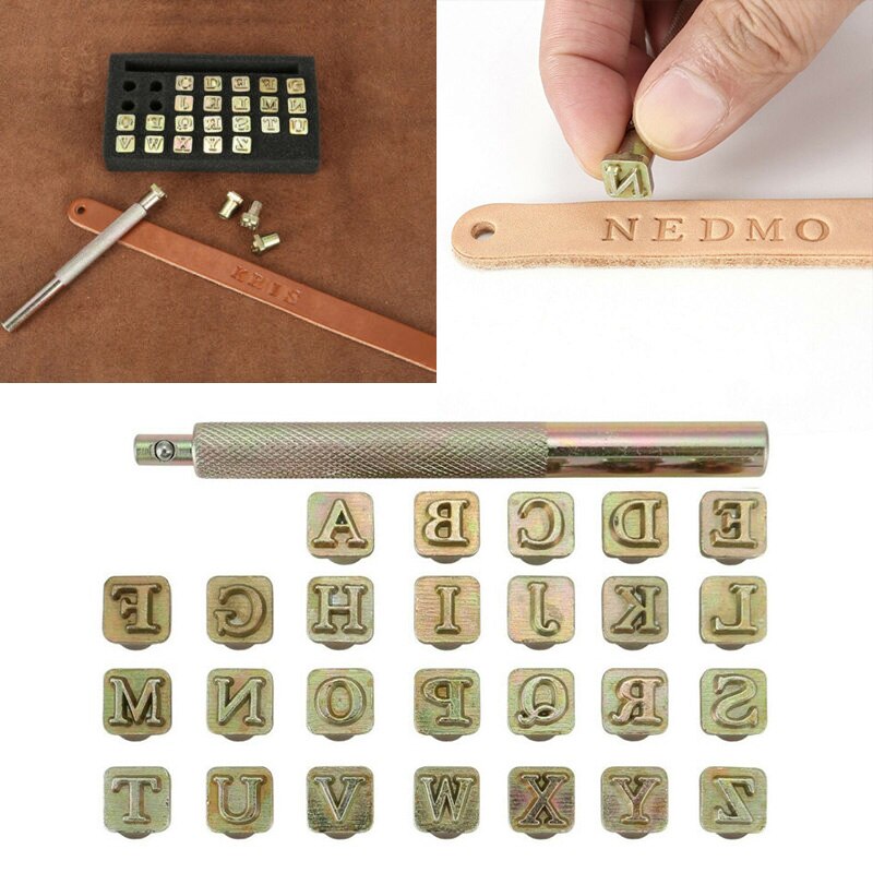 26 teile/satz Alphabet knapp Dichtung Stanzen Handgemachte Leder markieren Stempel Handwerk Werkzeuge