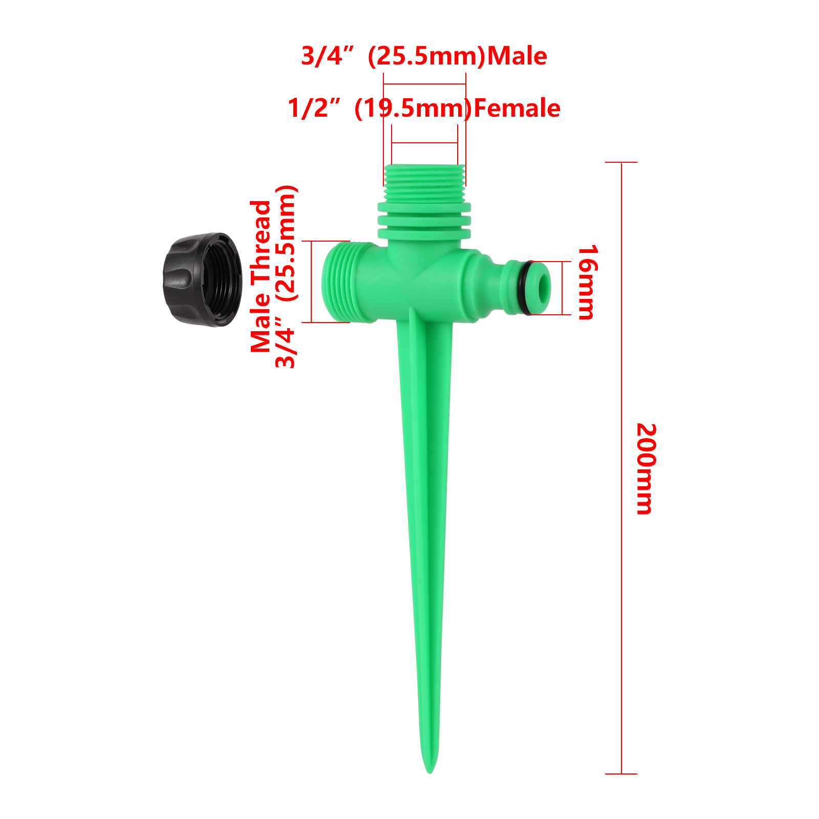 Arroseur d'arrosage de jardin à filetage mâle 1/2" 360 ° Buse d'irrigation rotative pour champ de fleurs de pelouse, arroseur rotatif oscillant: Rouge