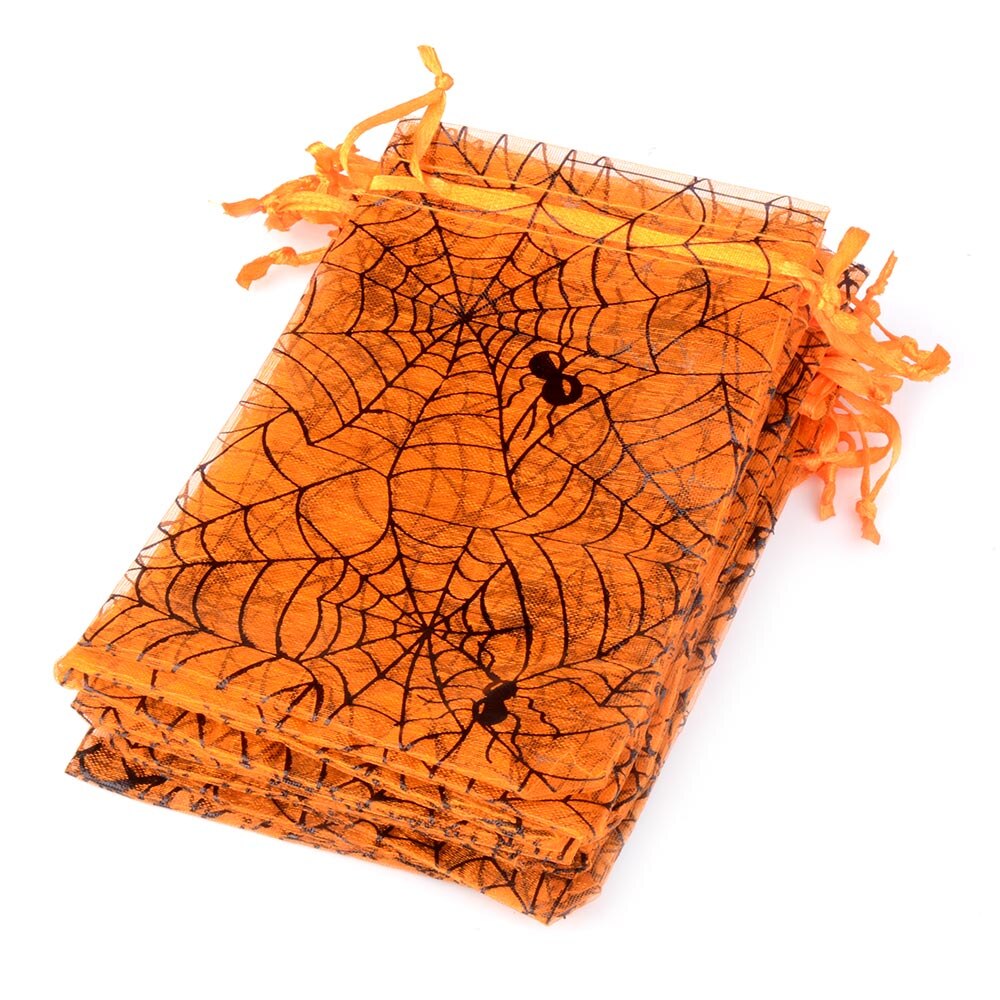 50 sztuk/partia Organza cukierki sznurek juta juta torba pająk Web Multi Color drukowanie Halloween Party opakowanie prezent torba cukierków: Yellow bag