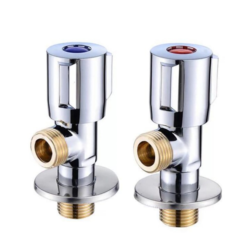 Copper Angle Stop Valve and Cold Water Stop Valve Quick Open Faucet Valve for Bathroom Kitchen Toilet Sink G1/2