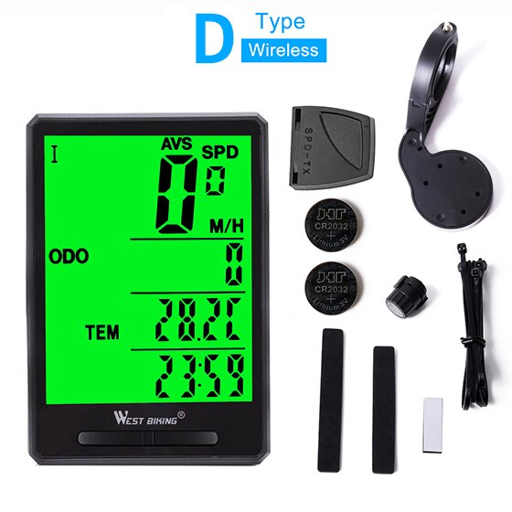 WEST BIKING Cycling Speedometer 2.8'' Large Screen Waterproof 20 Functions Wireless and Wired Bike Odometer Bicycle Computer MTB: D Wireless Button