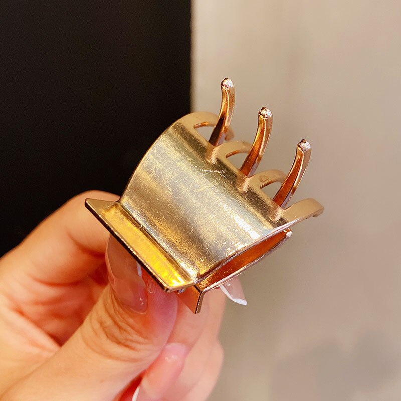 Women Vintage High Ponytail Fixed Geometric Small Hair Claws Lady Convenient Headband Hair Clip Hairpin Hair Accessories: gold metal
