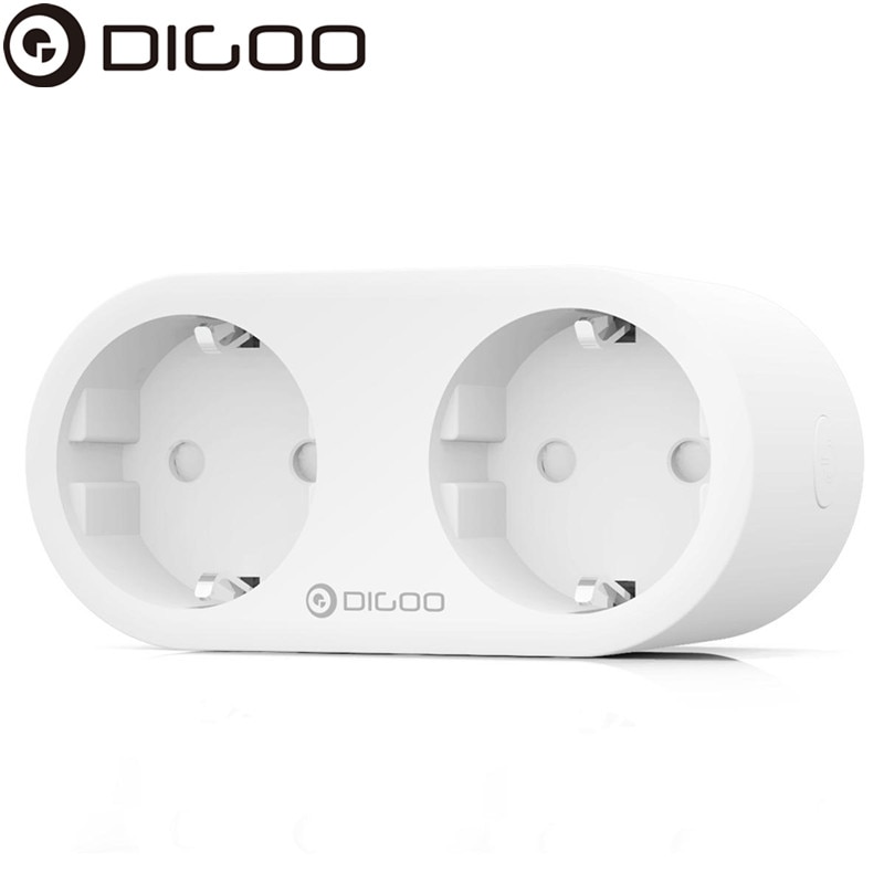 Digoo nx -sp202 dual eu-stik smart wifi-stik individuel styrbar energiskærm fjernbetjening timing smart hjem stikkontakt