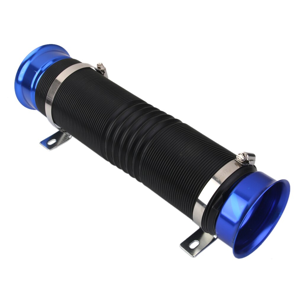 3" Car Metal Flexible Cold Air Intake Feed Induction Ducting PVC Pipe Hose Blue