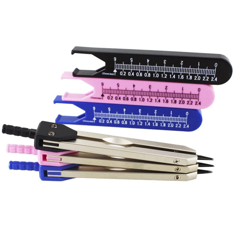 ECG EKG Calipers with Ruler for Electrocardiogram Drafting Divider with Extra Ruler, Assorted Color, 3pcs/Pack