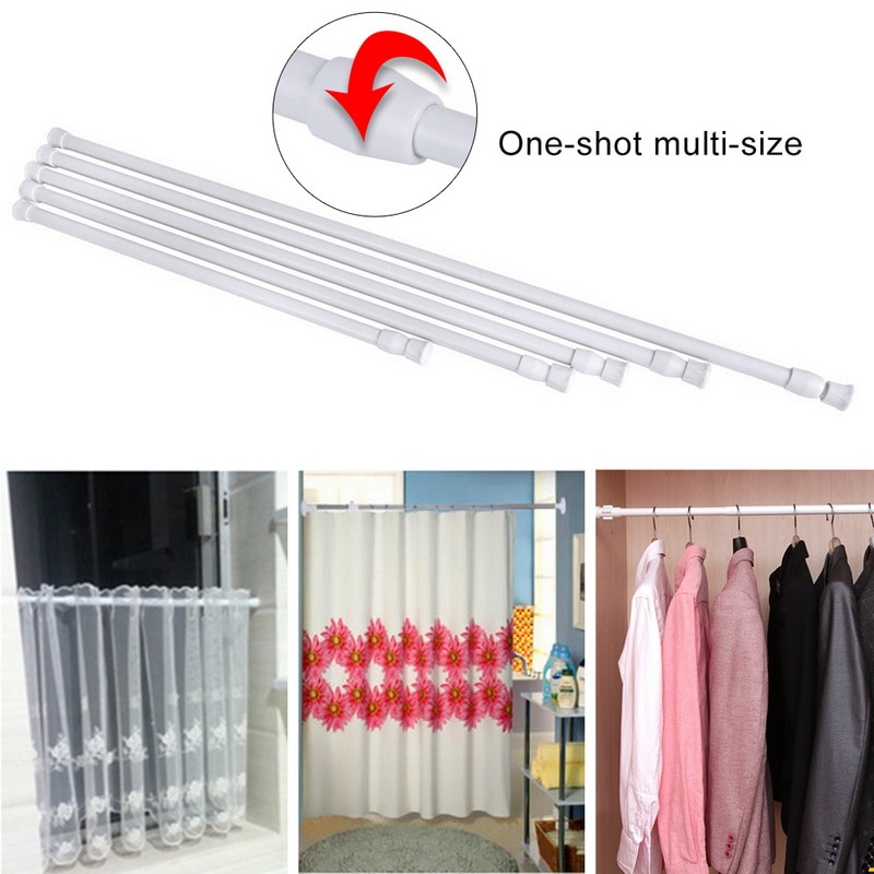 Bathroom Adjustable Curtain Rod Spring Loaded Extendable Telescopic Net Voile Tension Curtain Rail Pole Rod Rods 1pc*1