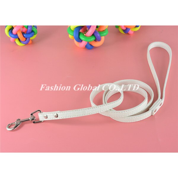 Correa de cuero suave con patrón de cocodrilo para perro, cadena de plomo para cachorro, novedad de: Blanco / S