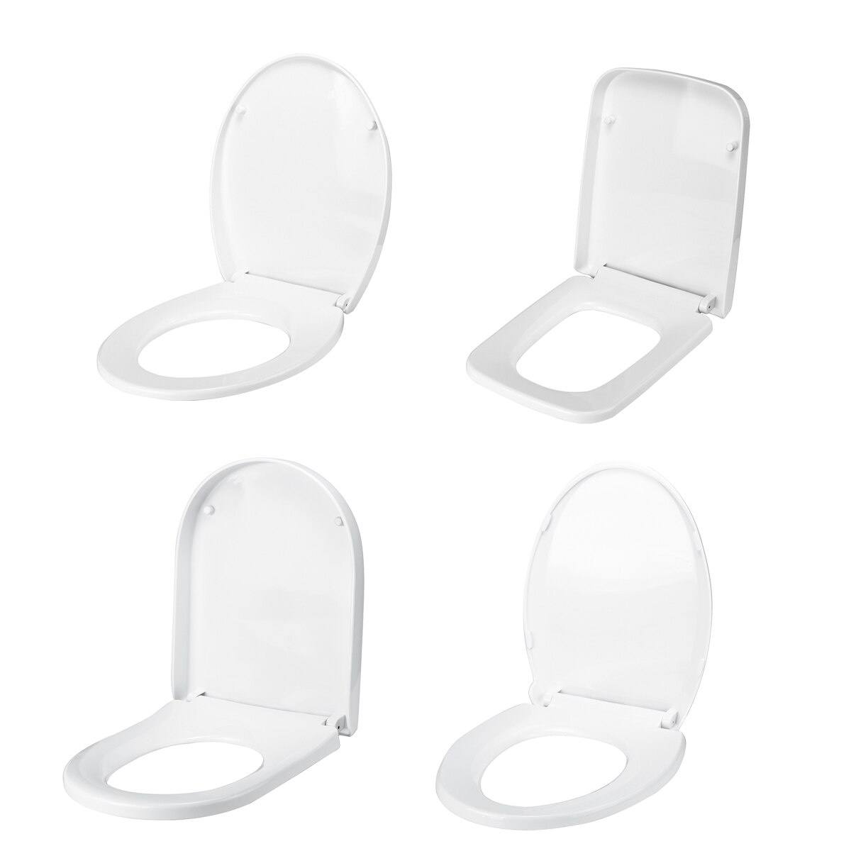 PP Universal Slow-Close Toilet Seat Lid Cover Set Thicken Replacement Antibacterial Square Round O/V Type Toilet Seats