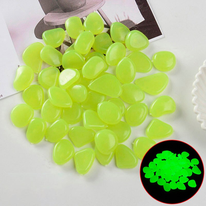 100PCS Glow in The Dark Stones Garden Pebbles Rocks Indoor Outdoor Decor Luminous Stone For Walkways Driveway Yard Fish Tank: 50PCS / Yellow