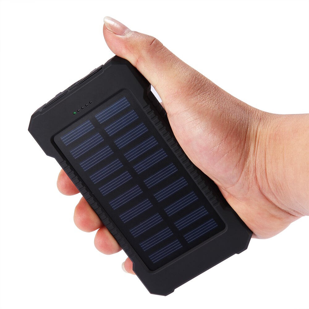 Wasserdicht 10000Mah Solar Power Bank Solar Ladegerät Dual USB Power Bank mit LED-Licht für iPhone 6 Plus Xiaomi handy