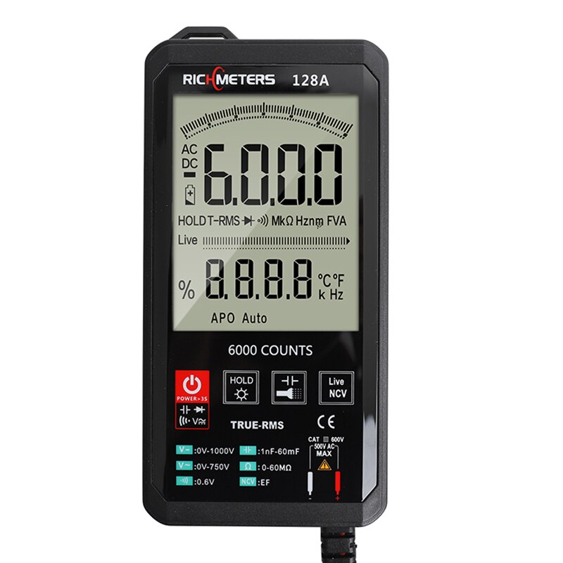 Digital Multimeter Touch Sensitive Resistance NCV Capacitance Pocket Type Intelligent Scanning Tools 618c: RM128A