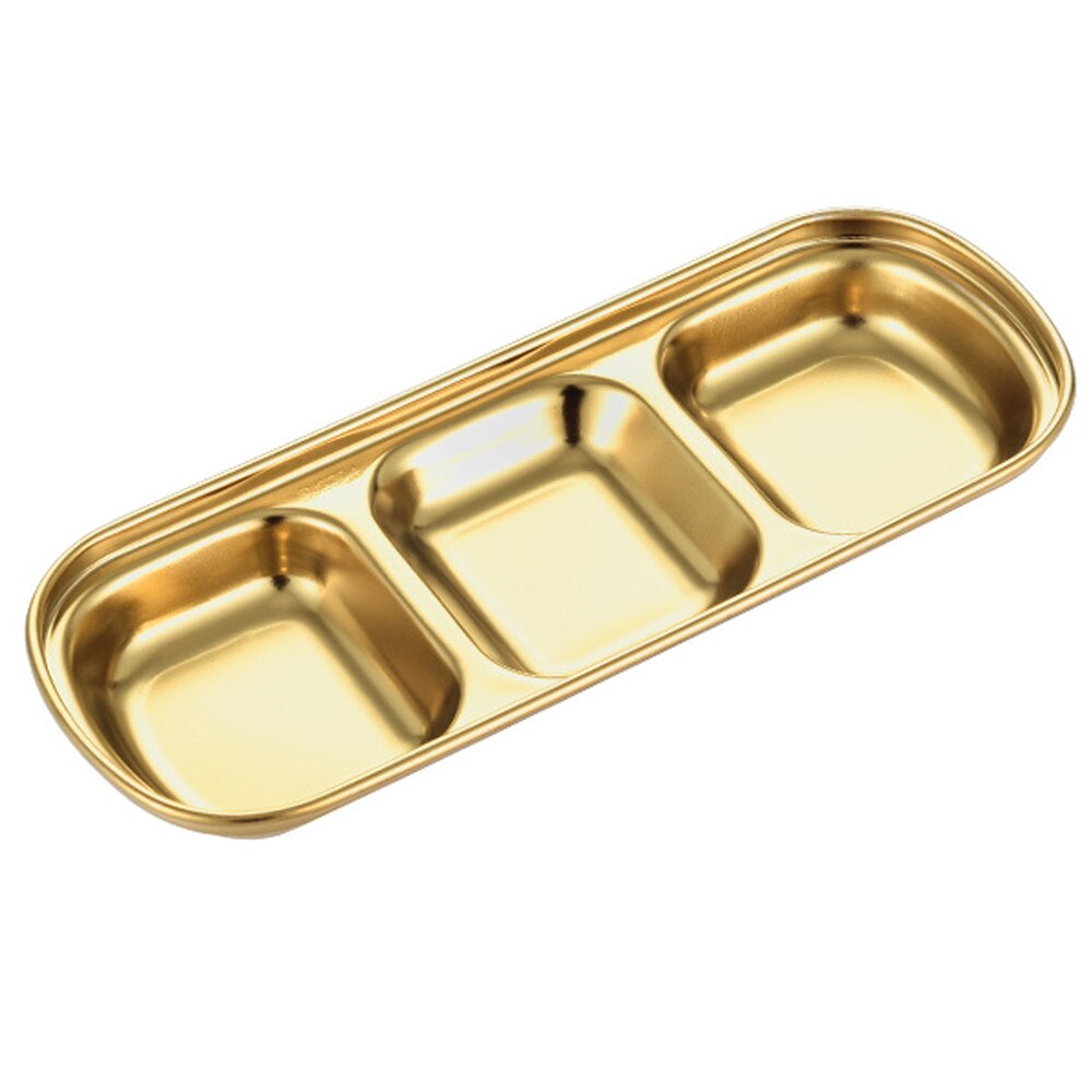 Kitchen Stainless Steel Storage Organizer Plate Saucer Snacks Vinegar Soy Plates Tableware Food Seasoning Tray Dish Tableware: 07