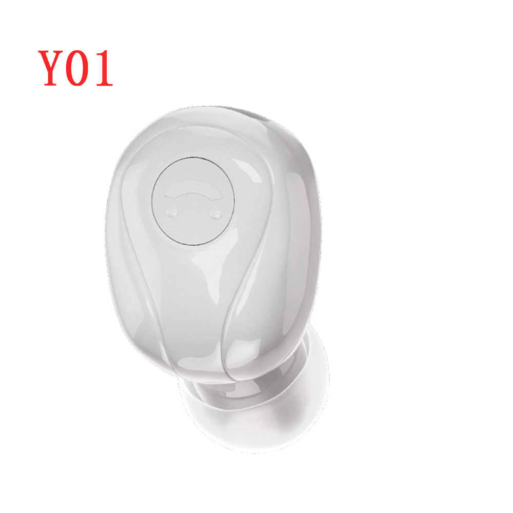 Auriculares internos Bluetooth 5,0 Mini, auriculares inalámbricos con micrófono, auriculares estéreo 3D para Samsung, Huawei, Xiaomi, Android e IOS: Y01-White