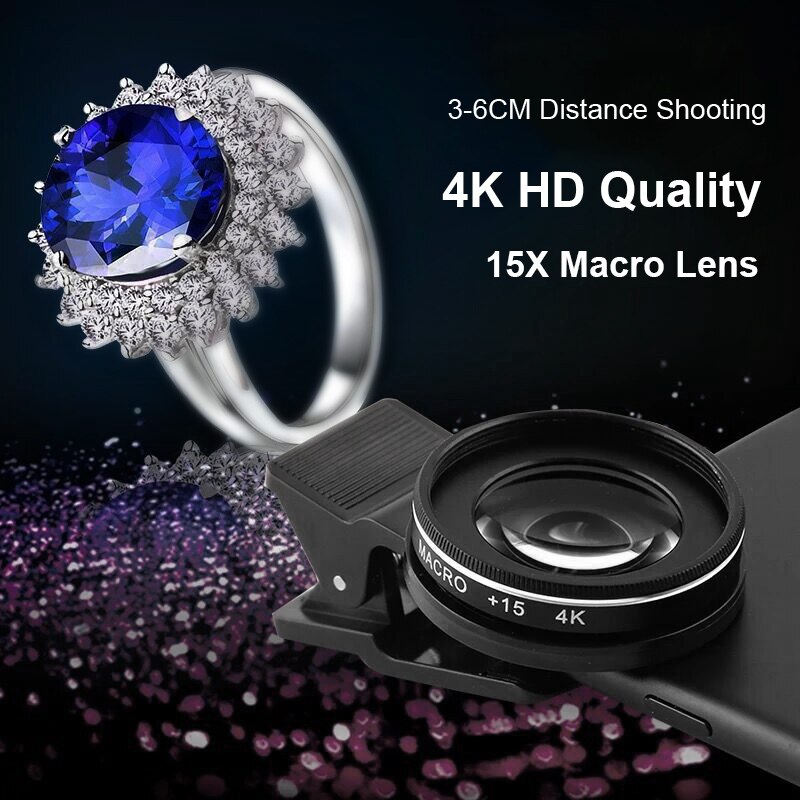 37MM 30X Makro Objektiv 4K HD Professionelle Fotografie Telefon Kamera für iPhone Xiaomi huawei Objektiv 15X Makro Objektiv für Smartphone