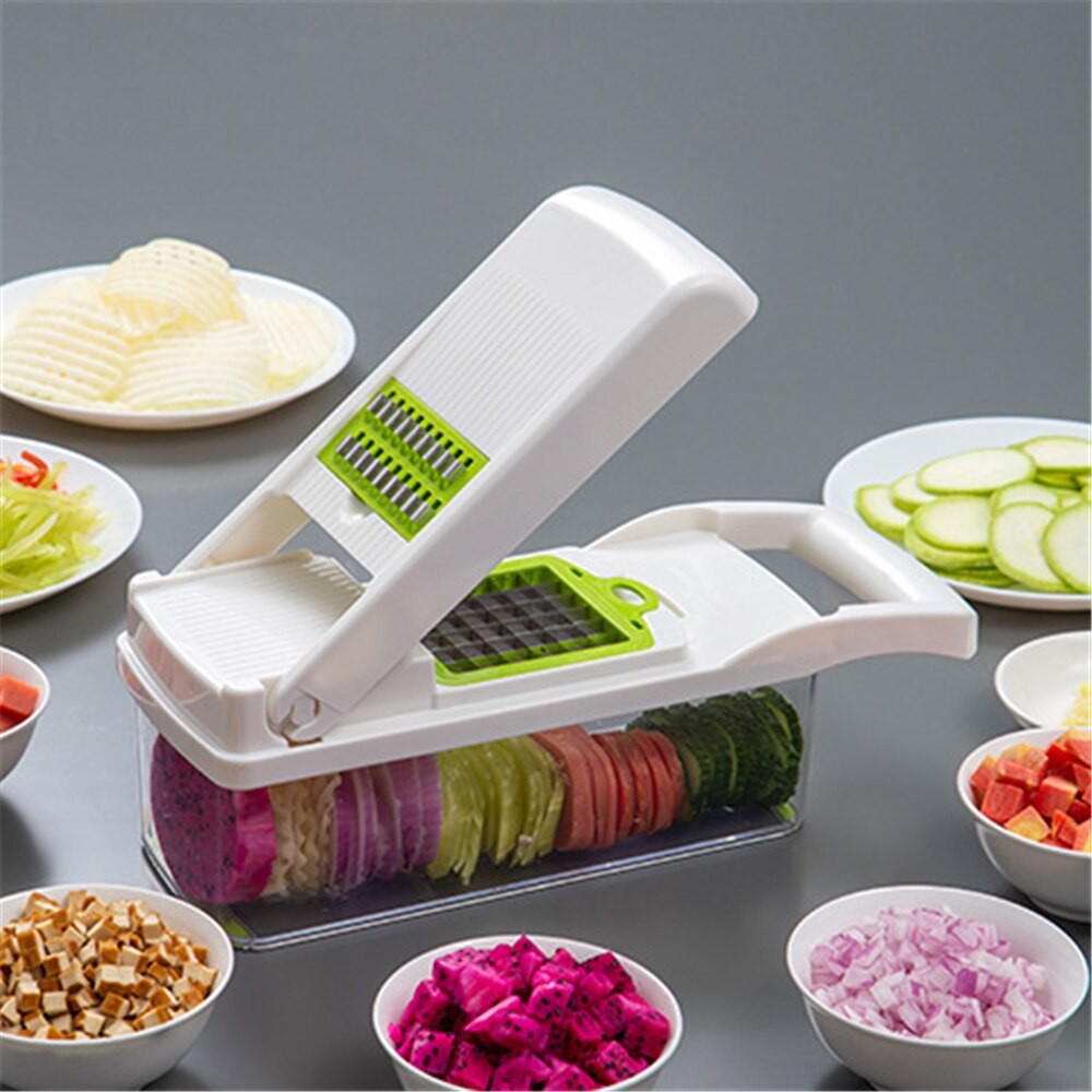 Manuelle Gemüse Cutter Professionelle Reibe Mit Verstellbare Edelstahl Klingen Mandoline Schneidemaschine Küche Knoblauch Brecher Werkzeug: C-3