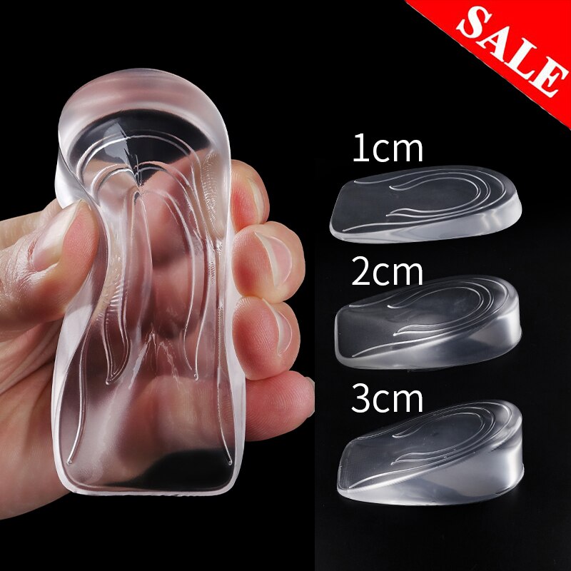 Siliconen Binnenzool Onzichtbare Hoogte Verhogen Hak Unisex 1-3Cm Sportschoenen Silicon Gel Shose Pad Accessoires