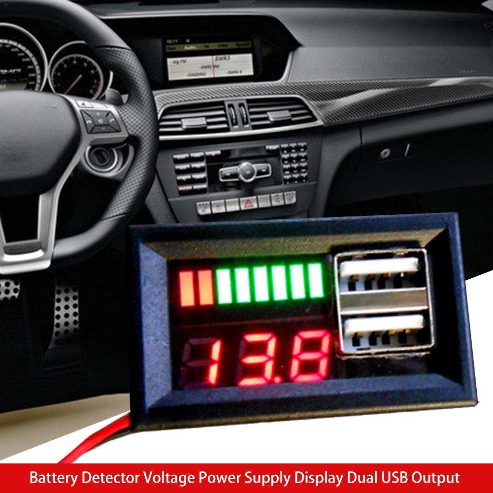 Auto Motorfiets lood-zuur/lithium Batterij Volt Tester Detector Digitale Analoge Batterij Capaciteit Indicator Dual Usb-uitgang