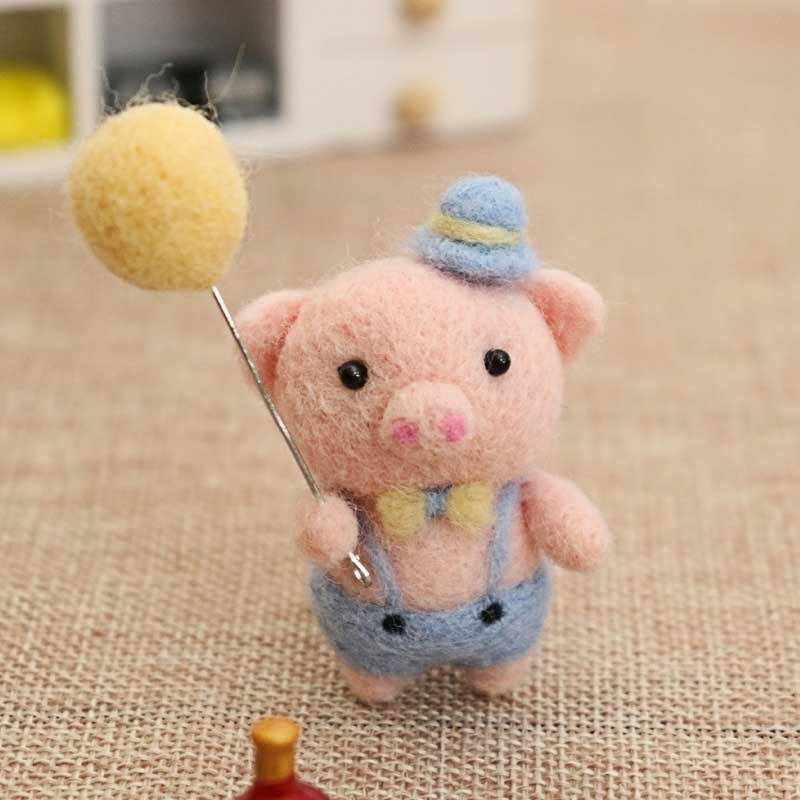 Børn børn baby dejlig sød gris dyruld nål filt materiale pakke til diy håndlavet til hende: A0276