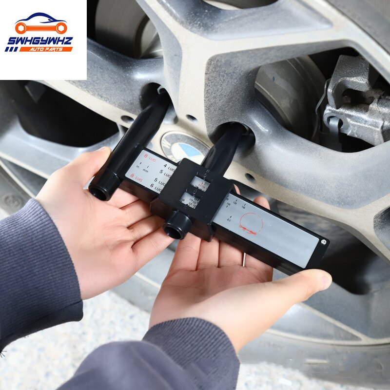 Wheel Rim Bolt Pattern Sliding PCD Measuring Tool Gauge Ruler 8 Holes PCD Ruler Lugs Hub Pitch Measurement Tool