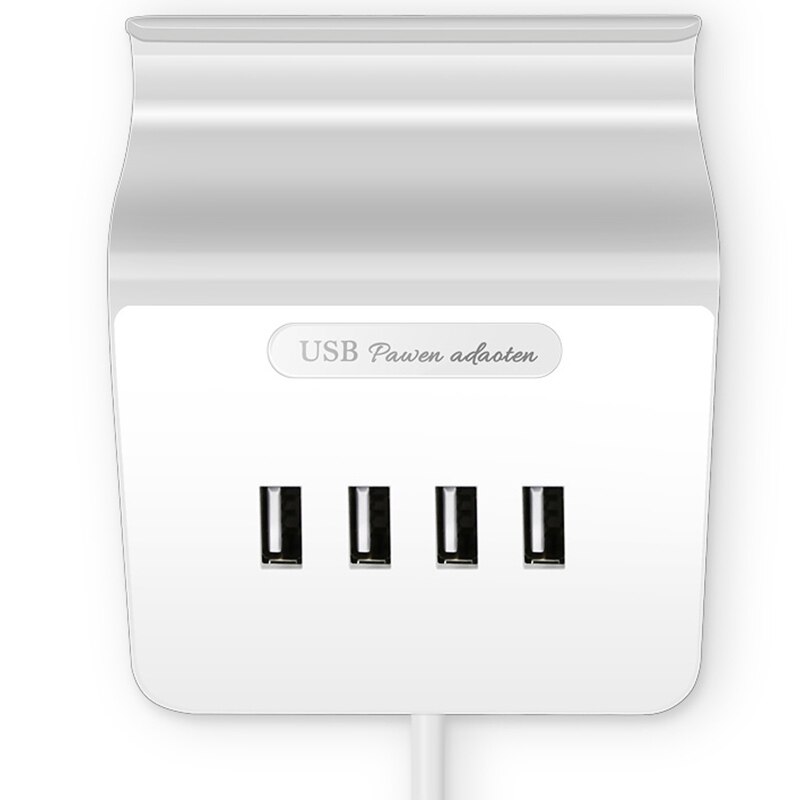 Usb-hub met hoge snelheid, mini 4- poorts usb 2.0- hub voor desktop, laptop met telefoon- en tablethouder
