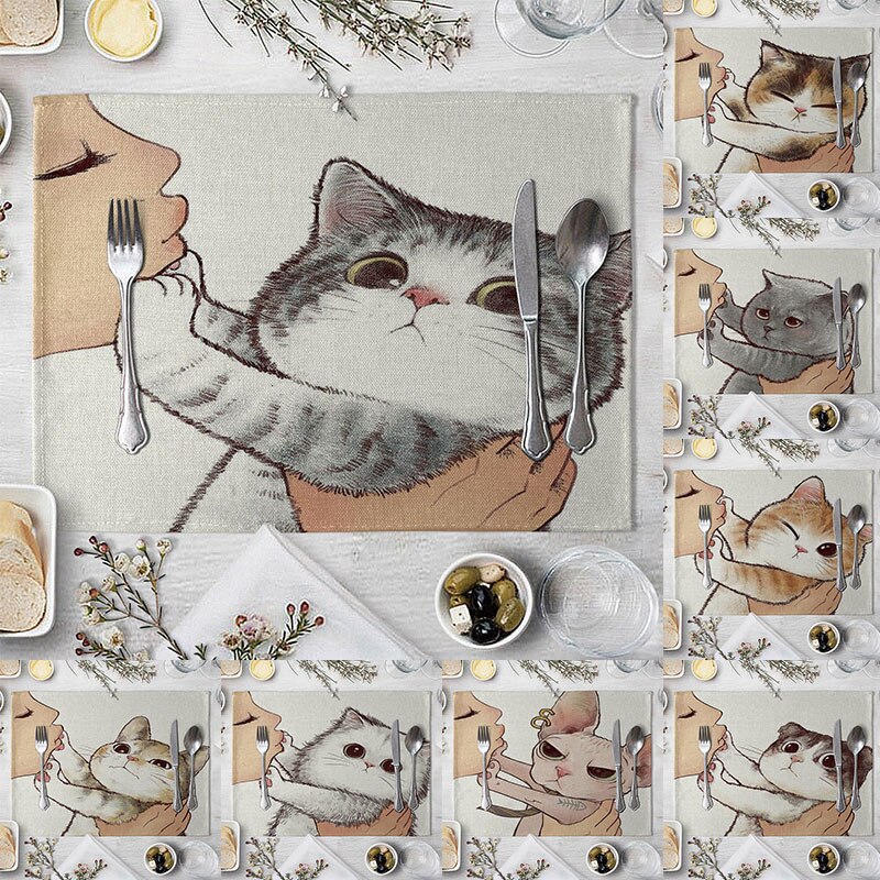 European style cute cat table mat cat style heat-proof mat placemat plate and bowl mat pot mat heat-proof mat