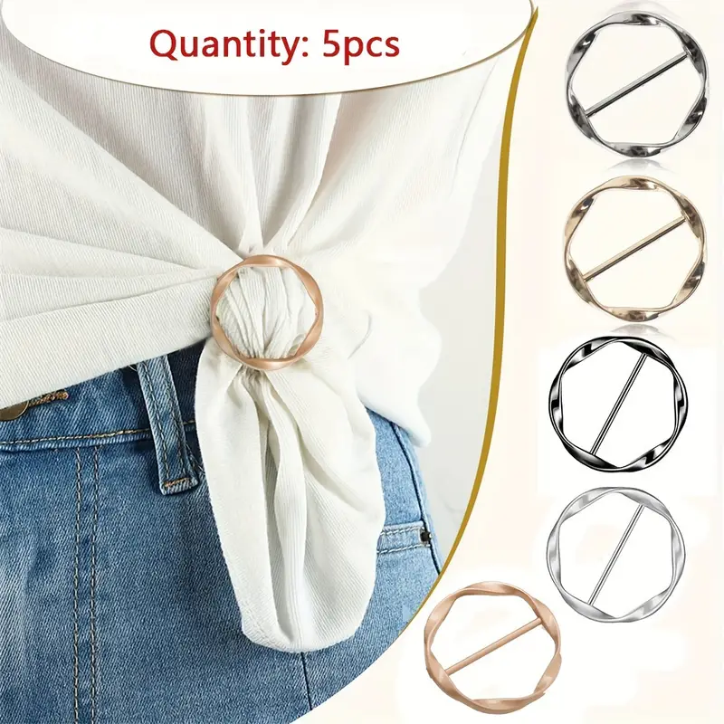 5 unids/set multiusos camisa anillo cinturón hebilla cinturón y ajustador de bufanda cinturón delgado accesorios de hebilla de bufanda