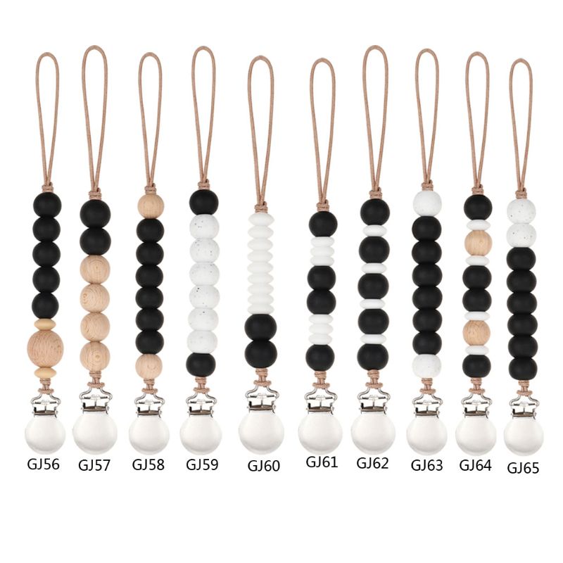 OOTDTY Clips factices bébé garçons filles sucette chaîne Silicone dentition soulagement jouets perles apaisie porte-sucette Clips bébé douche