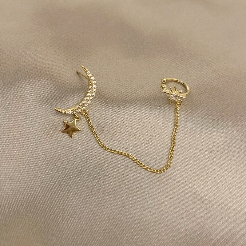 Asymmetrische Lange Kwast Ketting Manchet Oorbellen Voor Vrouwen Meisjes Vlinder Oor Botten Clip Oorhaak Oorbellen Sieraden Party