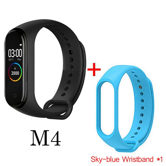 M4 Blutdruck Sauerstoff Verbunden Uhr IP67 Wasserdichte Fitness Armbinde Aktivität Tracker Sport Clever Uhren Für IOS Android: Schwarz mit Gurt 1