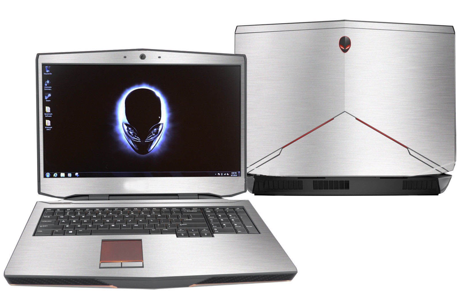 Carbon fiber Laptop Sticker Decal Skin Cover Protector for Alienware Area 51M R2 17.3": White Silver Burshed