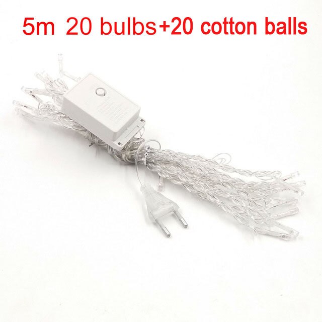 80/lot Katoen Bal LED String Fairy Licht Batterij AC plug LED Kerstverlichting Garland guirlande lumineuse luces lampjes: No1 5m 20 balls