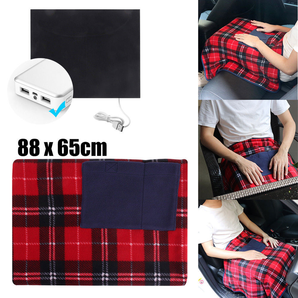 Portable 5V USB Electric Heated Blanket Car Office Winter Warm Rug Cover Heater SP99