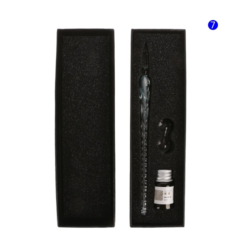 1 Pc Crystal Glass Dip Pen Set Non-carbon Ink Fountain Signature Pen Writing Tools Soda Lime Glass Pen