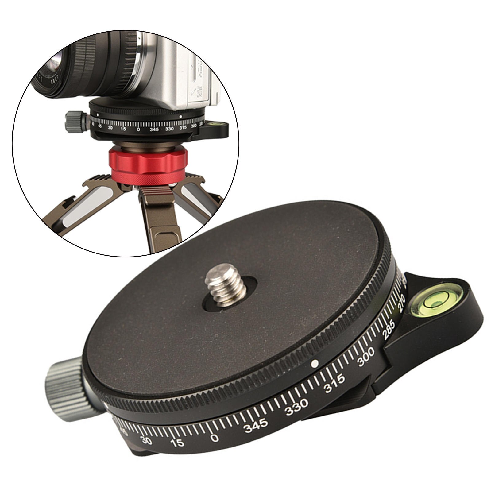 Camera Panoramic Panning Base with Plate Aluminum Alloy 3/8 inch Screw Load Capacity 22 lbs for Tripod DSLR Cameras Monopod