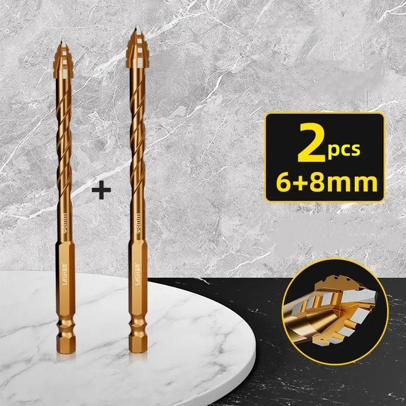 Four-edge Sawtooth Drill Bit Upgraded For Tile Drilling Concrete Special Electric 6mm Ultra-high Hardness Drill Bit Set: grey