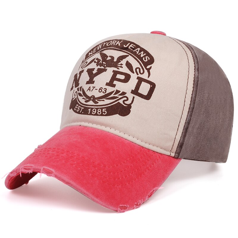 NYPD stampa Cappello Da Baseball EST 1985 Cotone Lavato cappello papà cappelli di sun di modo Regolabile Hip-hop cap Uomo Donna snapback Cappellini gorras: rose red brown