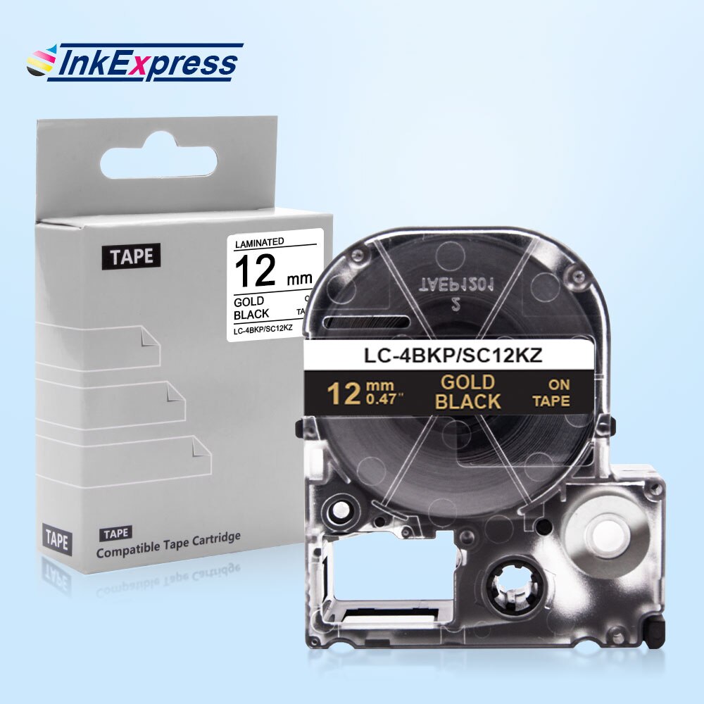 12mm taśma do projektora Epson król Jim SS12KW SC12RW SC12YW SC12BW SC12GW ST12KW taśma z etykietami LC-4WBN wstążki drukarki dla Epson drukarka do etykiet: Gold on Black