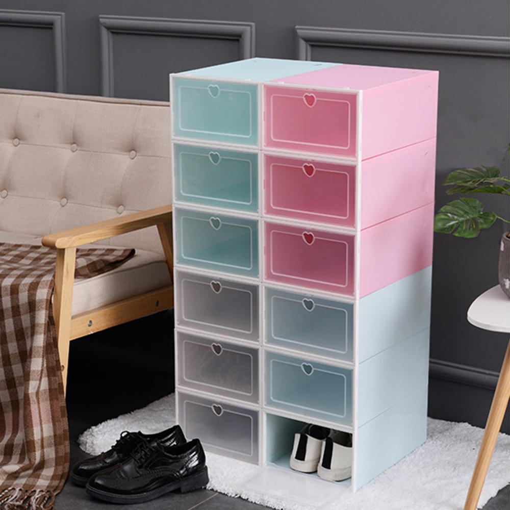 1 unidad de zapatos transparentes gruesos caja de cajones cajas de zapatos de plástico caja apilable caja de almacenamiento Shoeboxstorage Shoerack