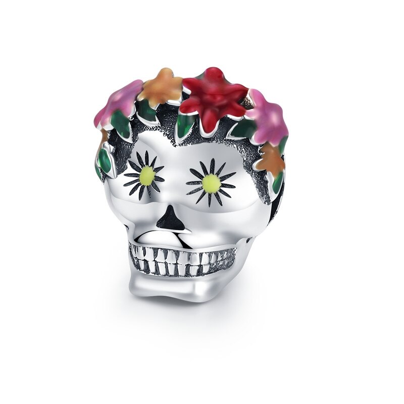 WOSTU Halloween koraliki 925 Sterling srebrna czaszka dynia magia przewodnik Charm Fit oryginalna bransoletka wisiorek straszne Party biżuteria: FIC888