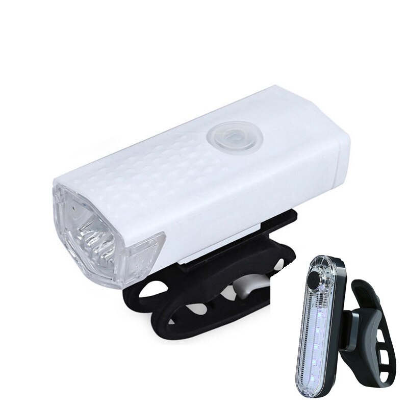 Bike LED Bicycle Light USB Rechargeable Set Mountain Cycle MTB Back Rear Flashlights Luces Bicicleta 3 Modes Bike Accessories: White A R White