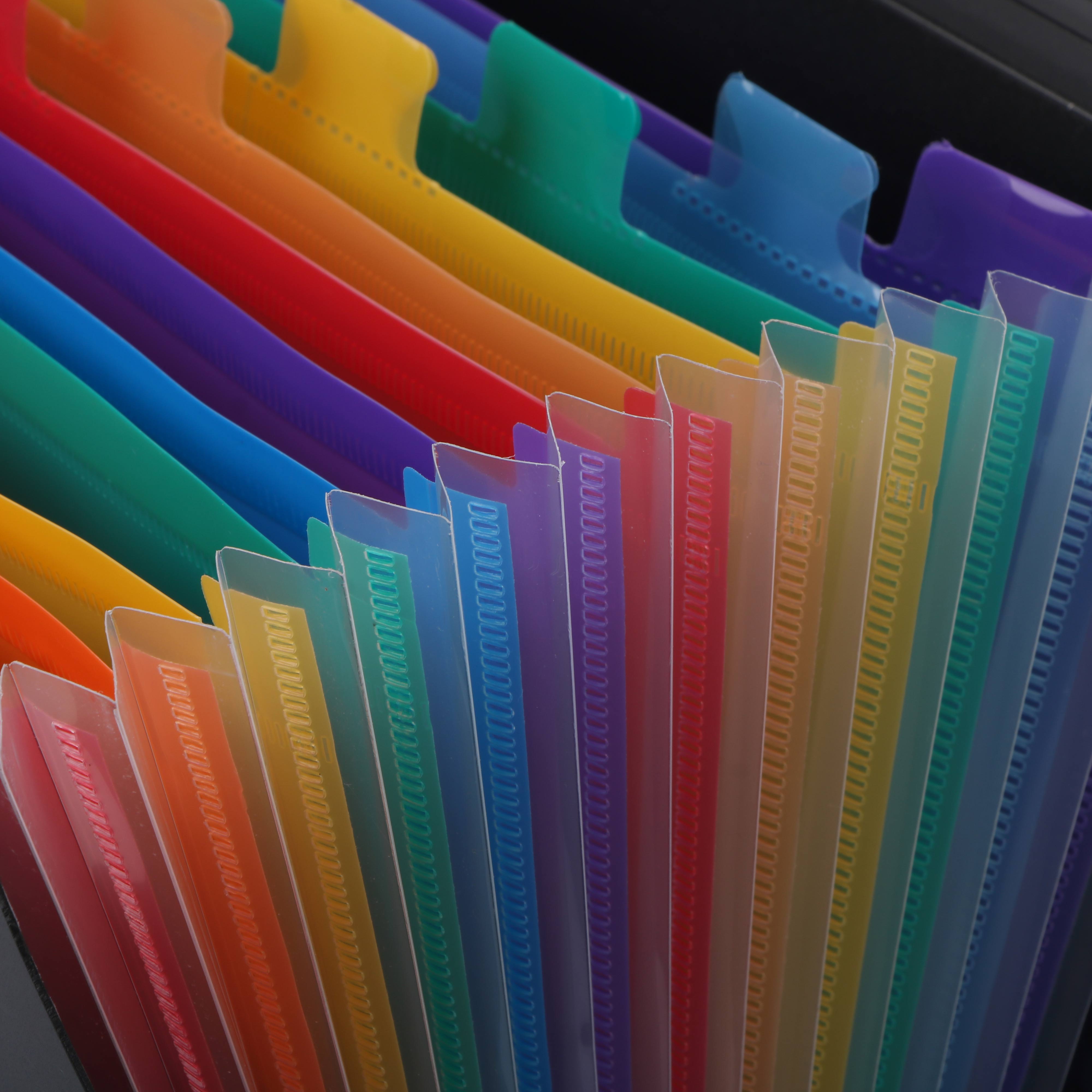 Expanding A4 for File Holder Office Supplies Plastic Rainbows Organizer A4 Letter Size Portable Documents Holder Desk Storage