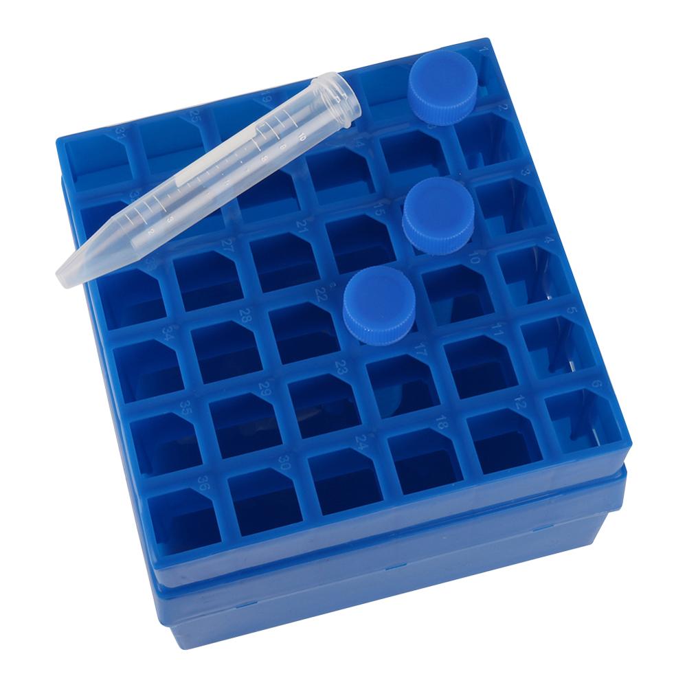 Plastic 36 Sockets Centrifuge Tube Rack Box With Clear Cover 10ml/15ml Centrifugal Tube Holder Laboratory Test Tube Supplies