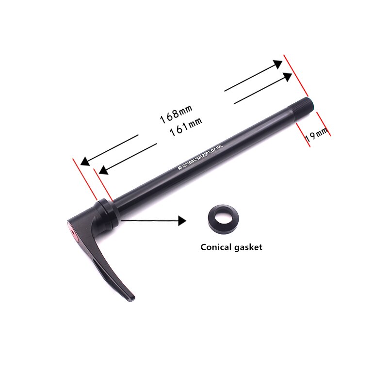 Bicycle Barrel Shaft Quick Release Lever 142*12 Rotating Lock Thru Axle Rear Hub Barrel Shaft QR Rod 168mm Length Cycling Parts